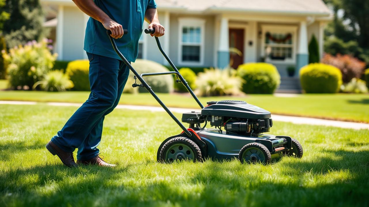 How to Build a Profitable Lawn Care Business Lawn care operator working on a well-kept residential lawn.
