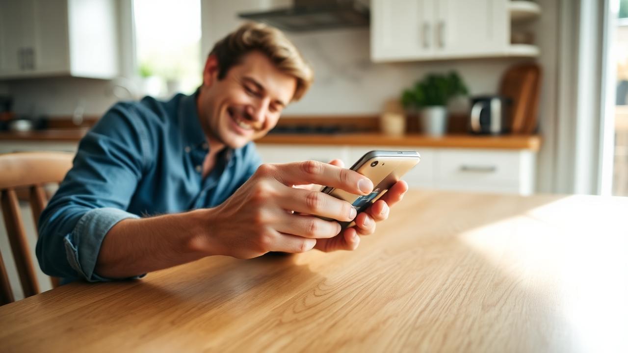 Review Request Generator Customer reading a review request on a phone.